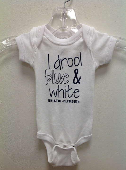 Onesie  "I drool blue & white"